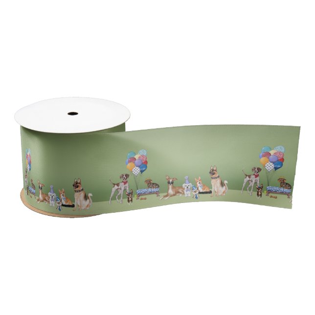 Happy Birthday Dog Theme Party  Satin Ribbon (Spool)