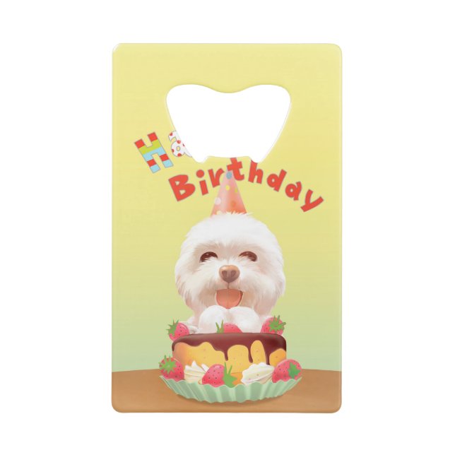 Happy Birthday Dog with Cake (Front)
