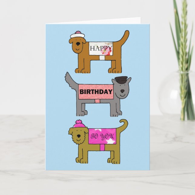 Happy Birthday Dogs in Clothes Card (Front)