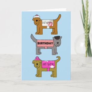 Happy Birthday Dogs in Clothes Card