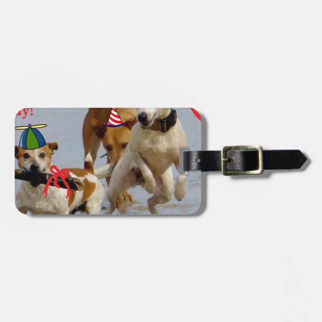happy birthday dogs luggage tag (Front Horizontal)