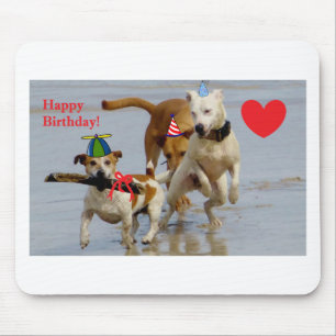 happy birthday dogs mouse mat