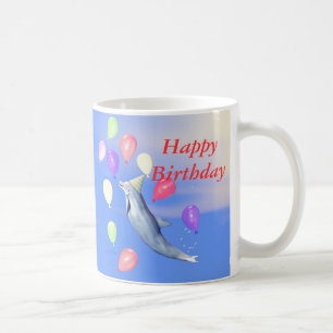 Happy Birthday Dolphin and Balloons Coffee Mug