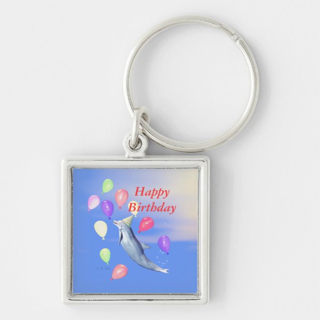 Happy Birthday Dolphin Key Ring (Front)