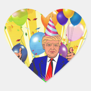 happy birthday donald trump heart sticker