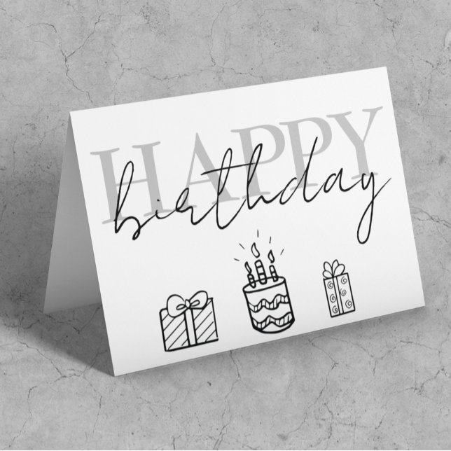  Happy Birthday Doodles Simple  Card (Creator Uploaded)