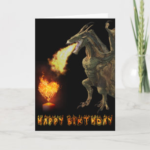 Happy Birthday Dragon Lover Fire Heart Card