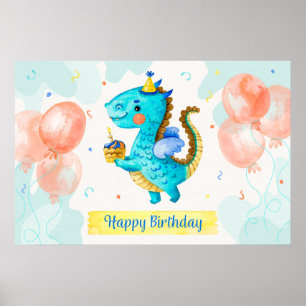 Happy Birthday Dragon Poster