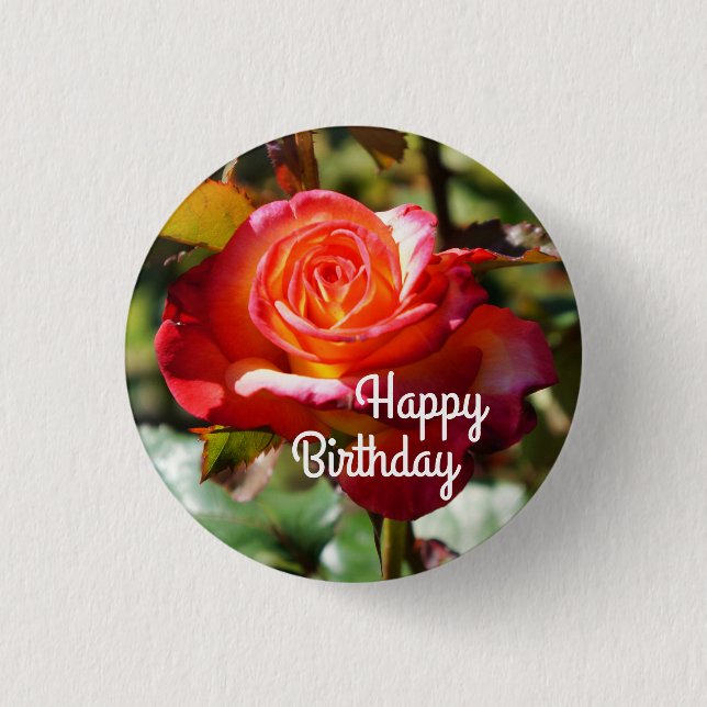 Happy Birthday Dream Come True Rose #2-2 Button (Front)