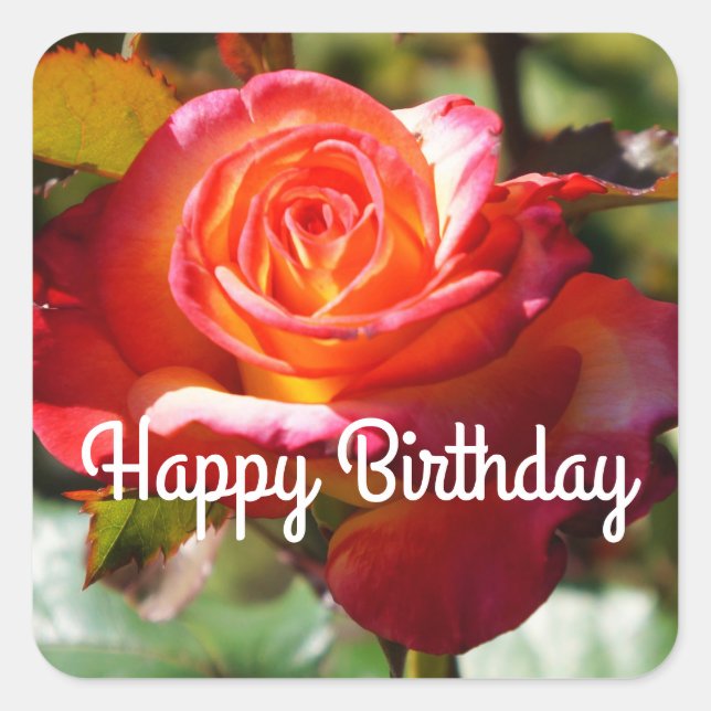 Happy Birthday Dream Come True Rose #2 Stickers (Front)
