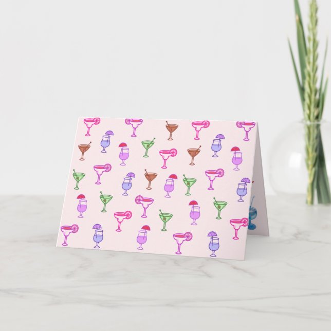 Happy Birthday drinks on pink Card (Front)