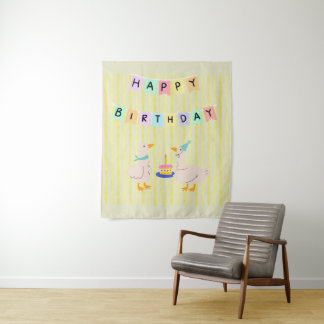 happy birthday duckling banner tapestry