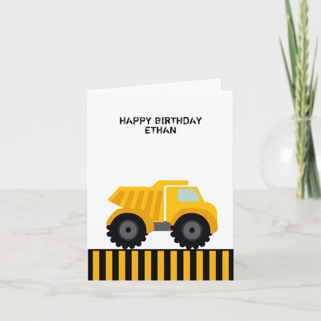 Happy Birthday Dump Truck First Card (Front)