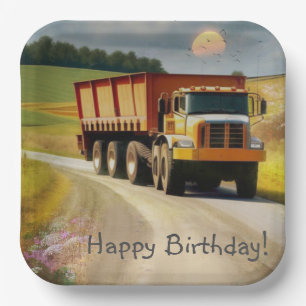 Happy Birthday Dump Truck Paper Plate