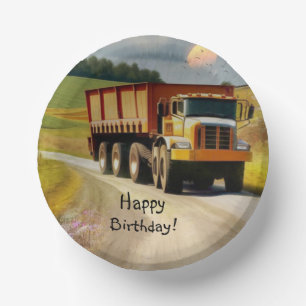 Happy Birthday Dump Truck Paper Plate