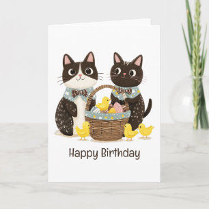 Happy Birthday Easter Cats Easter Basket Card