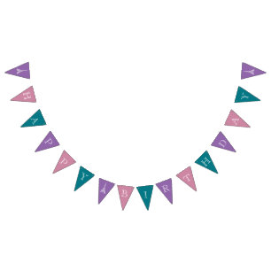 Happy Birthday Eiffel Purple Pink Teal Bunting
