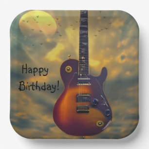 Happy Birthday Electric Guitar Paper Plate