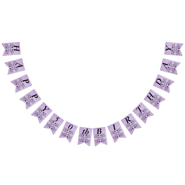 Happy Birthday Elegant Black Flowers Purple Bunting (All)