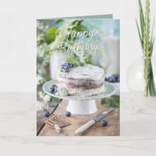 Happy Birthday Elegant Cake Illustration Card