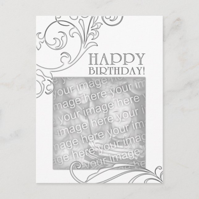 happy birthday (elegant flourish) postcard (Front)