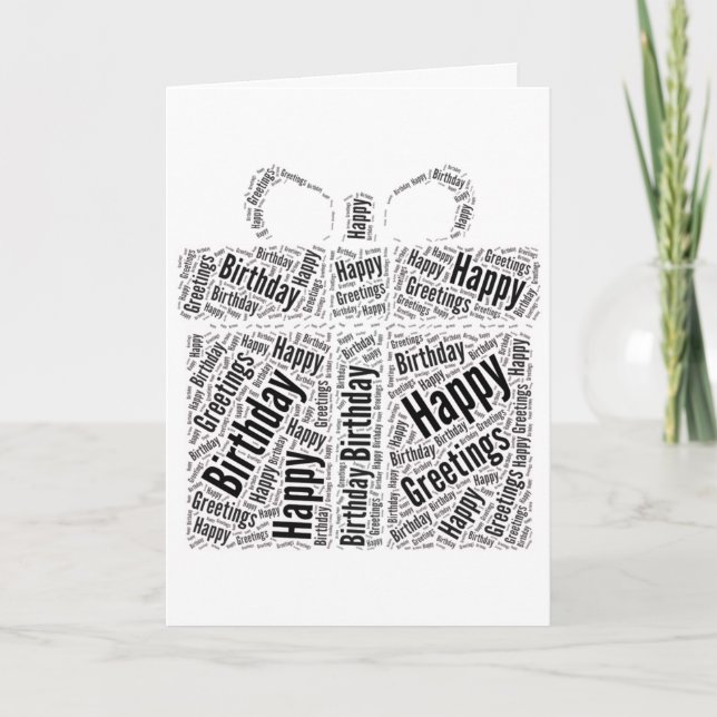 Happy Birthday Elegant Fun Card Word Art (Front)