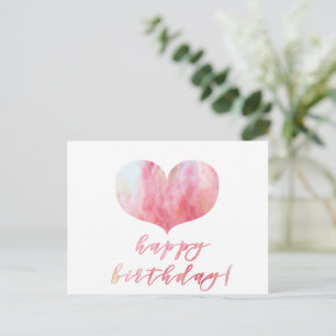 Happy Birthday! Elegant Pink Agate Heart  Postcard