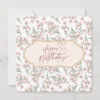 Happy Birthday Elegant Pink Floral Birthday  Holiday Card