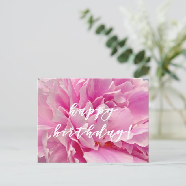 Happy Birthday! Elegant Pink Peonies  Postcard (Standing Front)