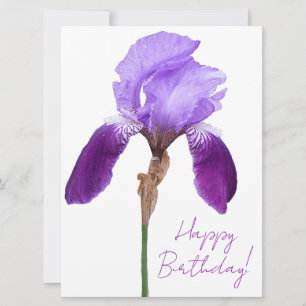 Happy birthday elegant purple iris floral  boho holiday card