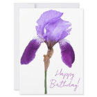Happy birthday elegant purple iris simple floral