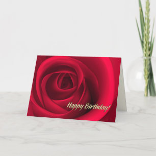 Happy Birthday. Elegant Red Rose  Card
