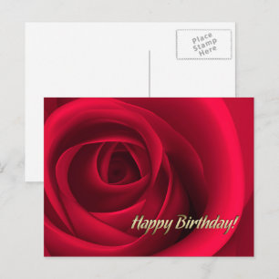 Happy Birthday. Elegant Red Rose  Postcard