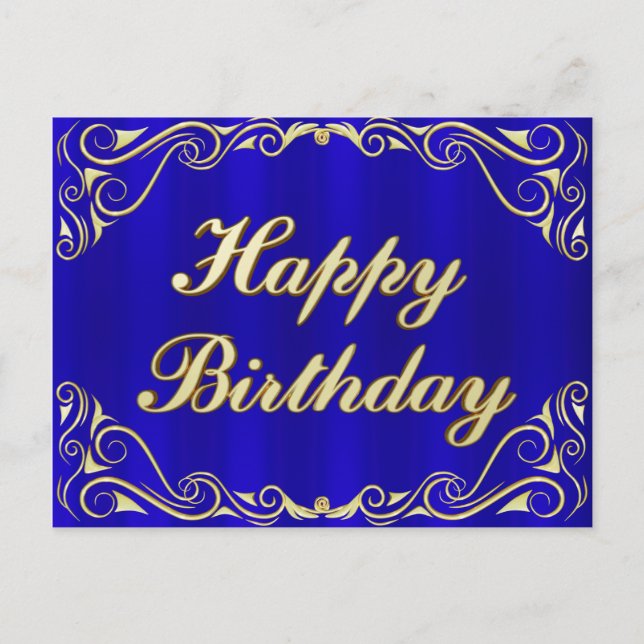 Happy Birthday Elegant Regal Gold Greeting Card (Front)