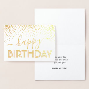 Happy Birthday Elegant Script Kraft & Silver Real Foil Card