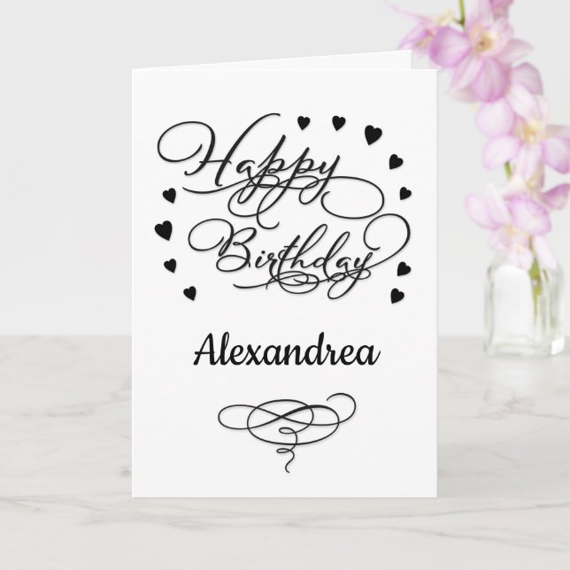 Happy Birthday Elegant Stylish Script Personalise Card (Orchid)