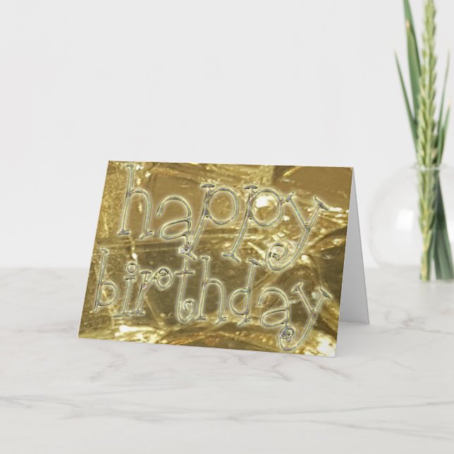 Happy Birthday Elegant Typography Gold Glitter Card (Front)