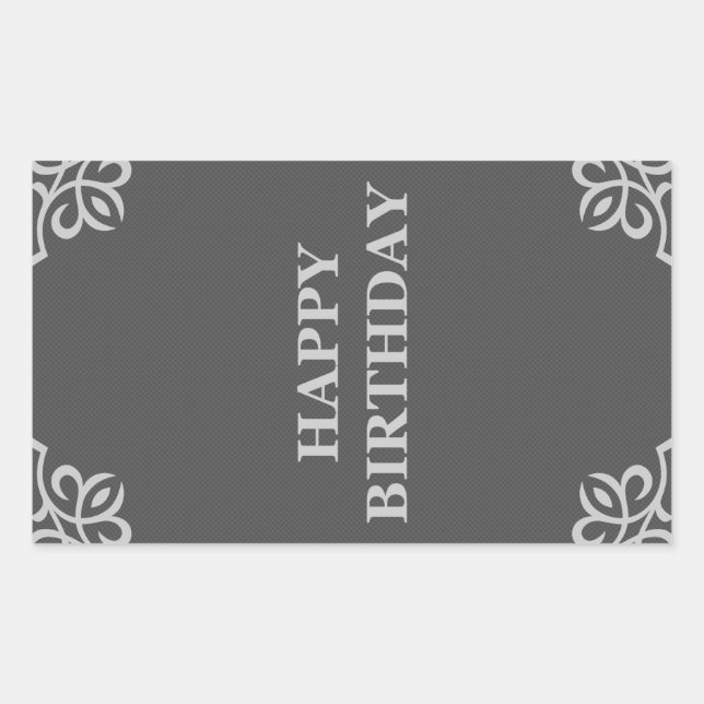 happy birthday (elegantGreys) Rectangular Sticker (Front)