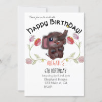 Happy Birthday Elephant and Tulips