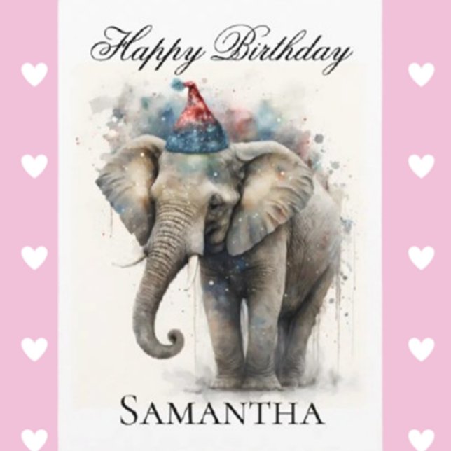 Happy Birthday Elephant Folded Greeting Card (Celebrate a special day with our Happy Birthday Elephant Folded Greeting Card.)