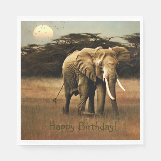 Happy Birthday Elephant Napkin (Front)
