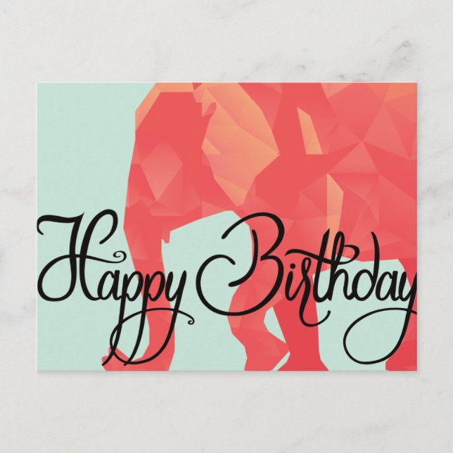 Happy Birthday Elephant Postcard (Front)