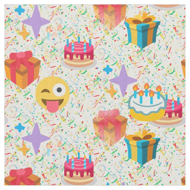 happy birthday emoji fabric (Close Up)