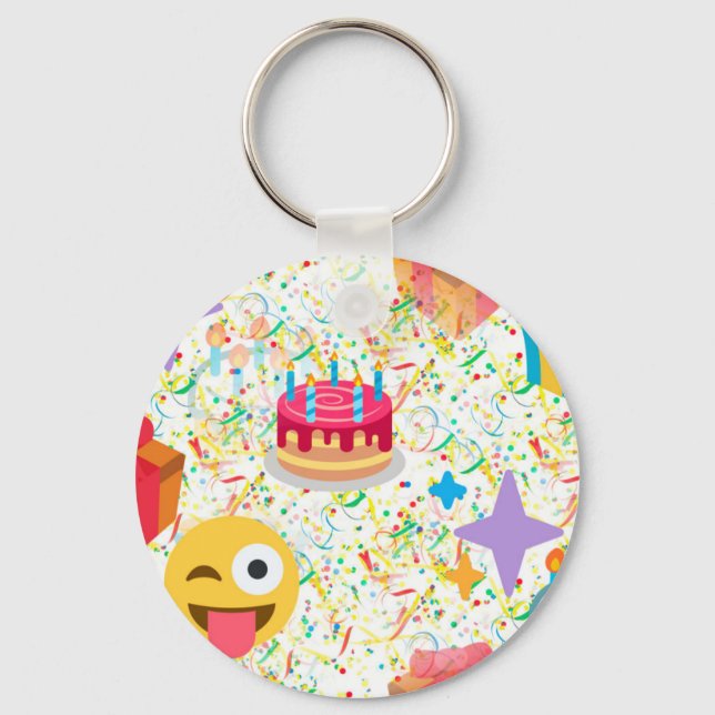 happy birthday emoji key ring (Front)