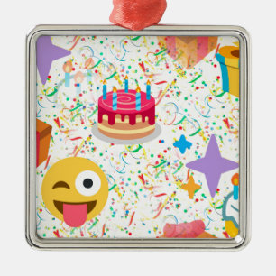 happy birthday emoji metal tree decoration
