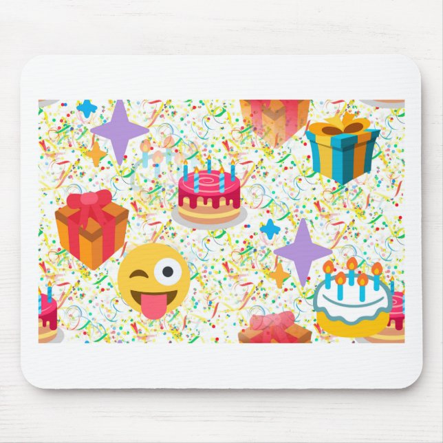 happy birthday emoji mouse mat (Front)