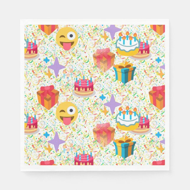 happy birthday emoji napkins (Front)