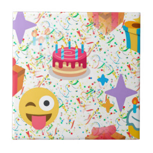 happy birthday emoji tile