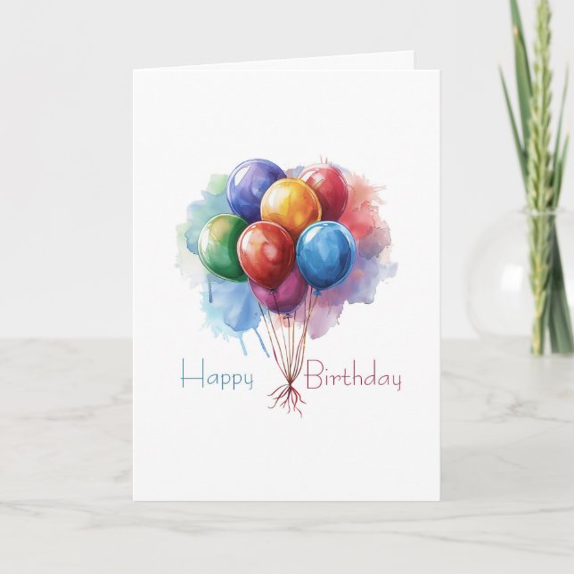 Happy Birthday Employee Unique Balloons Card (Front)