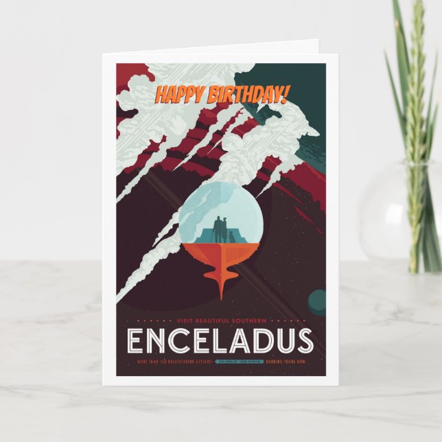 Happy Birthday! Enceladus Moon of Saturn Card (Front)